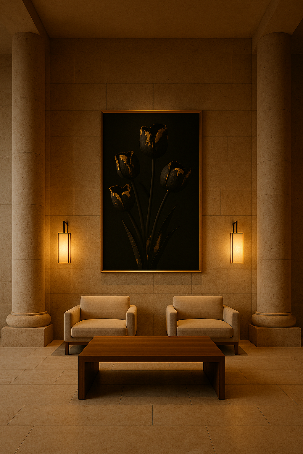 Gilded Stillness — Limited Edition Noir Botanical Masterwork