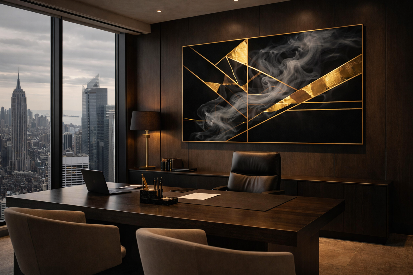 Obsidian Ascension — Limited Edition Gold & Smoke Abstract