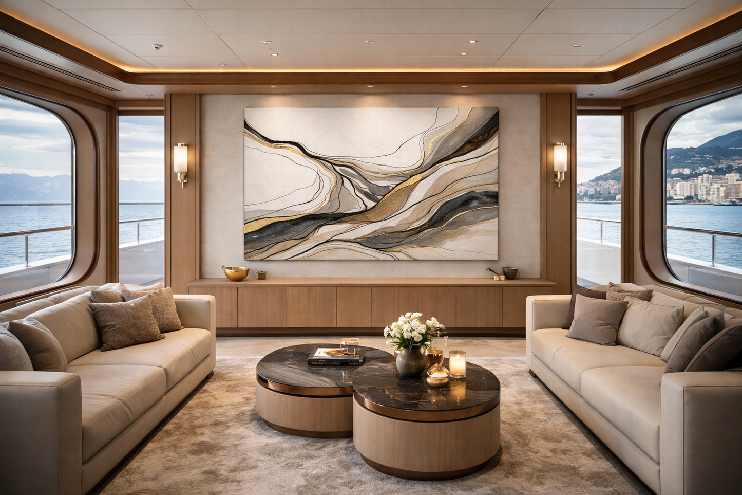 Whispered Meridian — Limited Edition Neutral & Gold Abstract