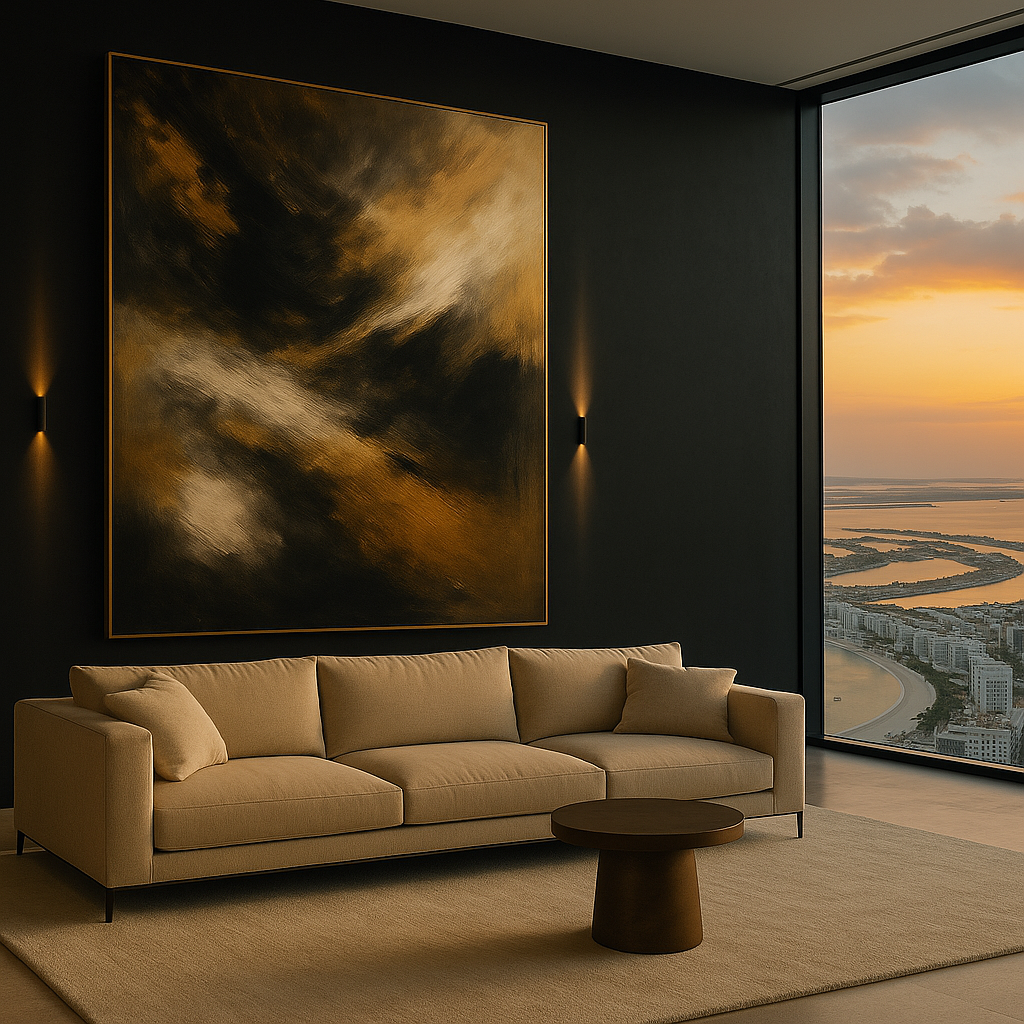 Emberborn — Luxury Black, Gold & Charcoal Abstract Fine Art