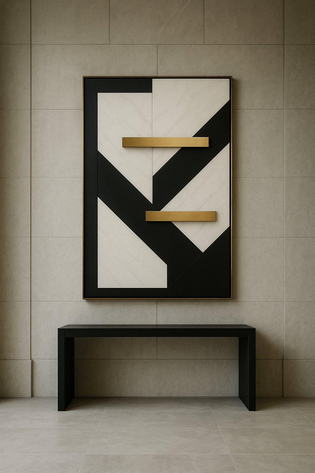 Modern Geometric Luxury Art | Black, White & Gold Minimalist Masterpiece