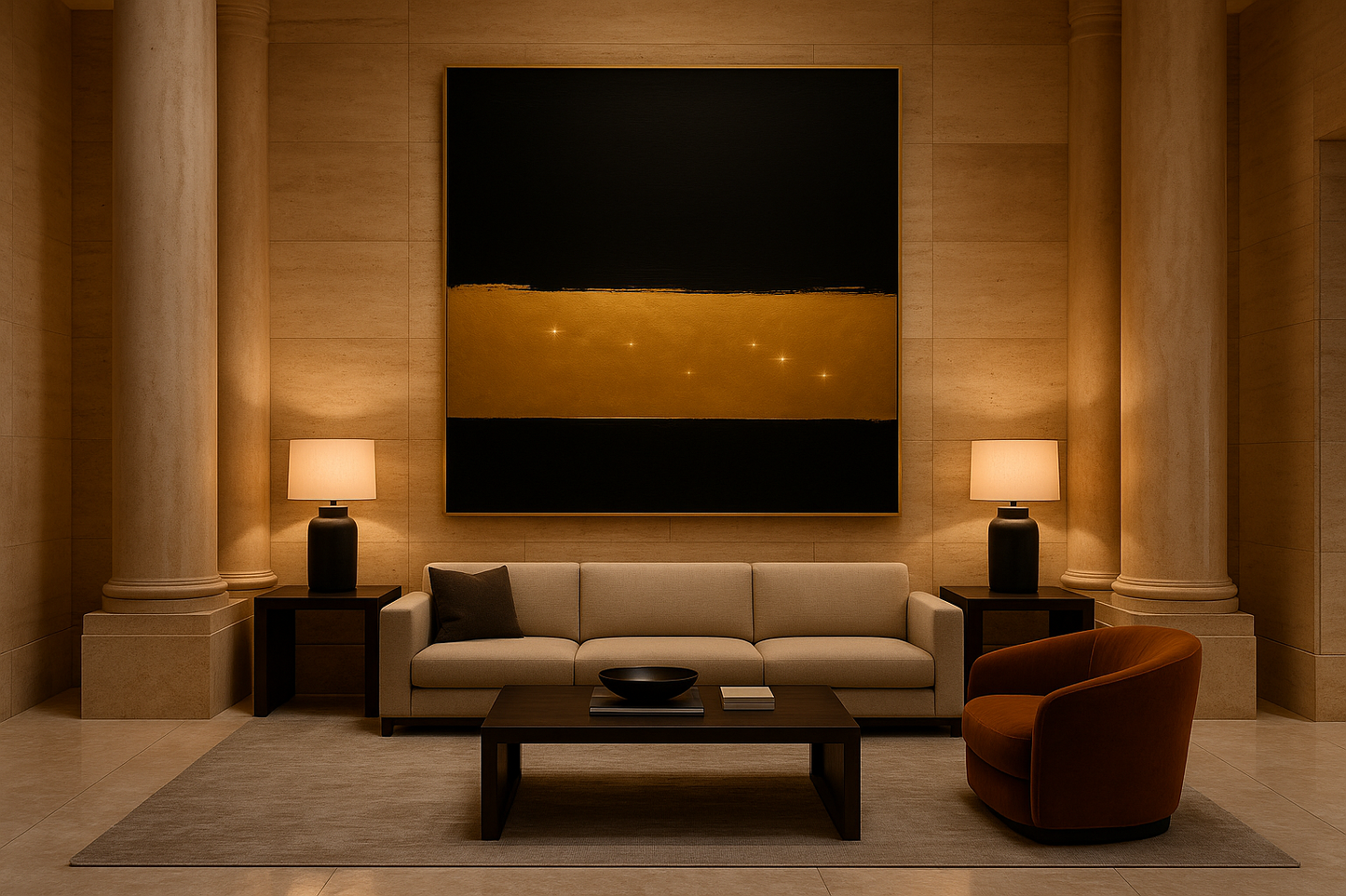Golden Nightfall — Luxury Black & Gold Abstract Art Print | Kasian Art Studio