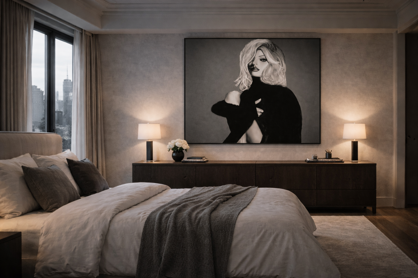 Blue Hour Muse — Limited Edition Monochrome Portrait