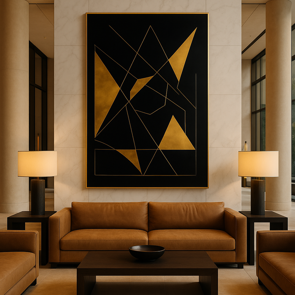 Eclipse of Structure — Gold on Black Geometric Luxury Abstract