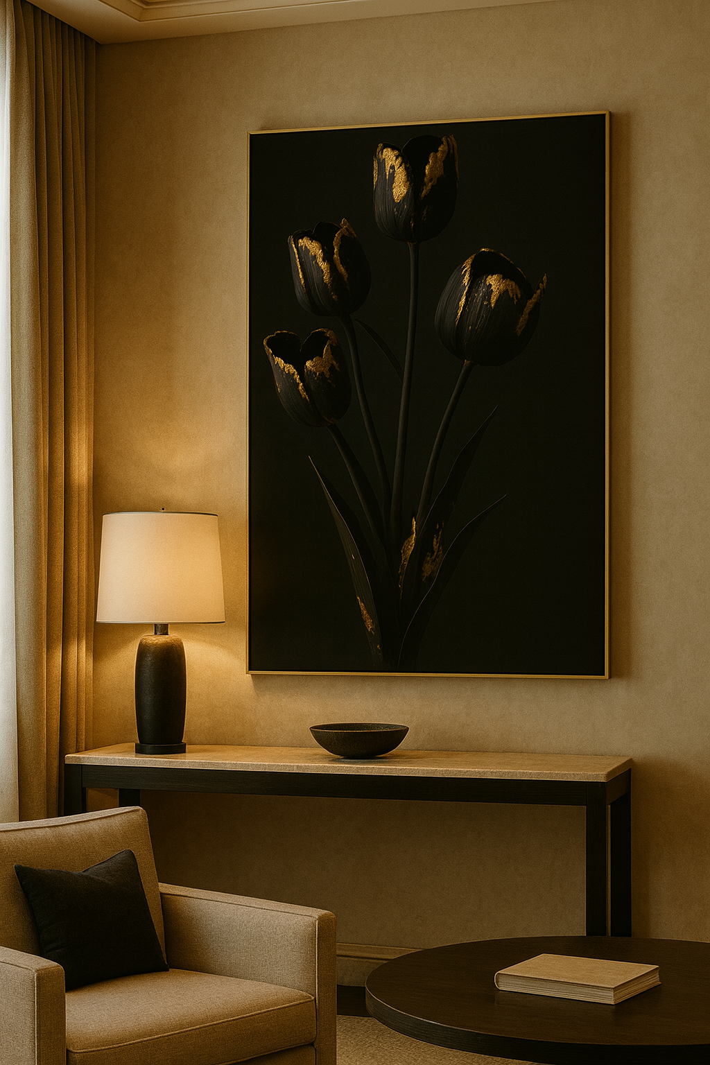 Gilded Stillness — Noir Botanical No. I