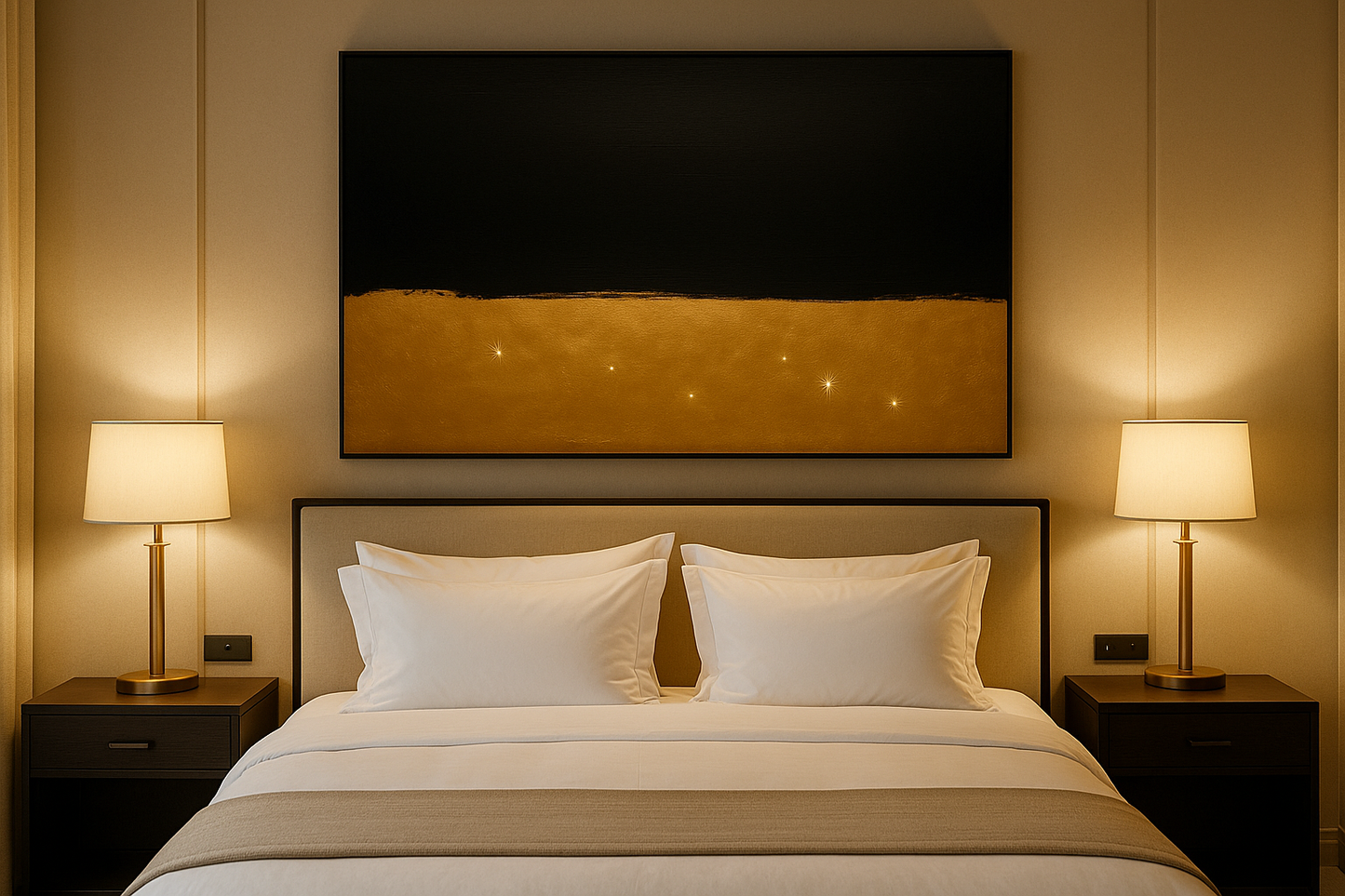 Golden Nightfall — Luxury Black & Gold Abstract Art Print | Kasian Art Studio