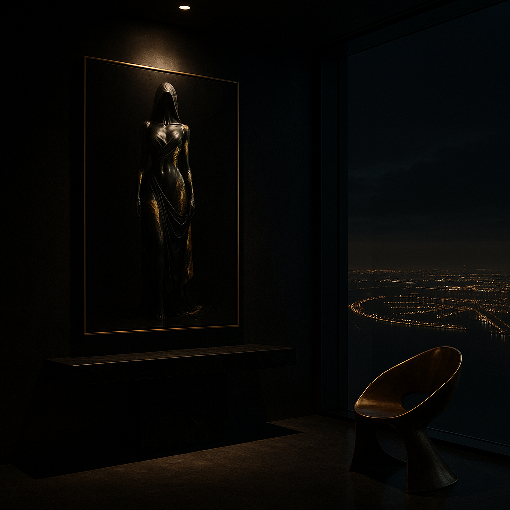 “Gilded Veil” — Limited Edition Black & Gold Fine Art