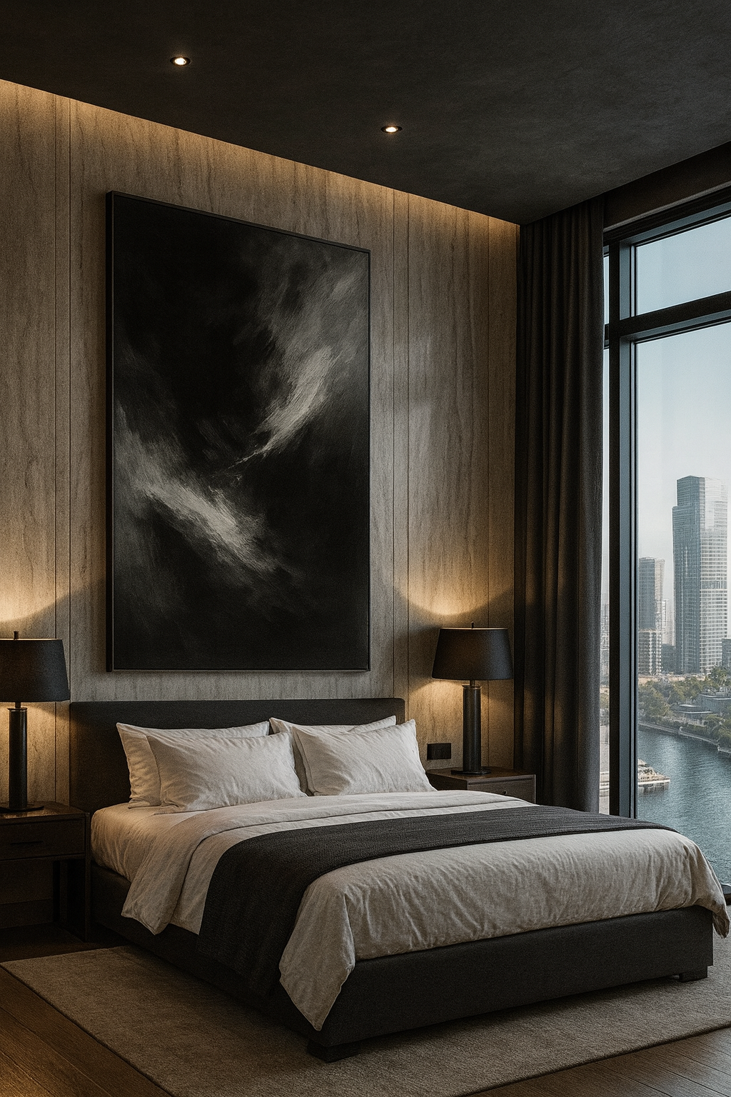 Eclipse of Quiet — Luxury Black & Grey Atmospheric Abstract Art