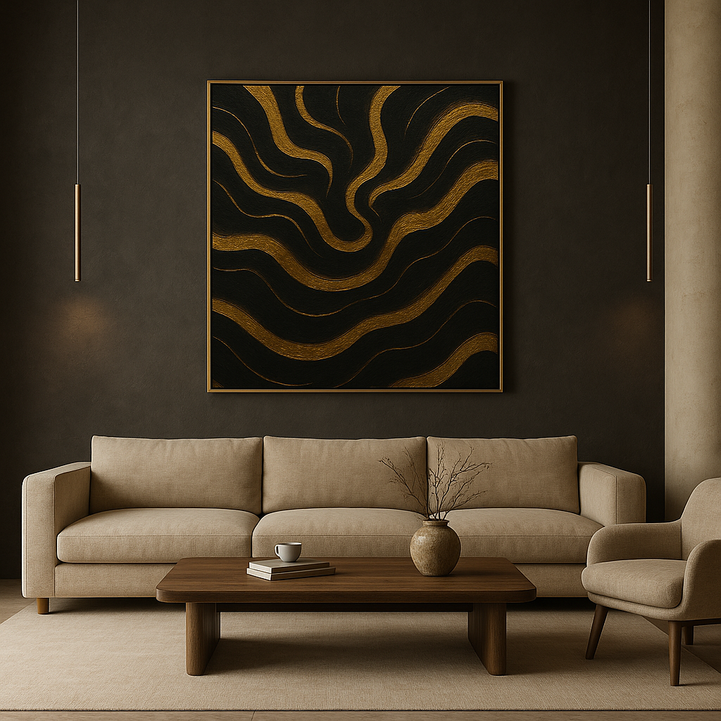 Golden Equilibrium — Black & Gold Luxury Abstract Art | Kasian Art Studio