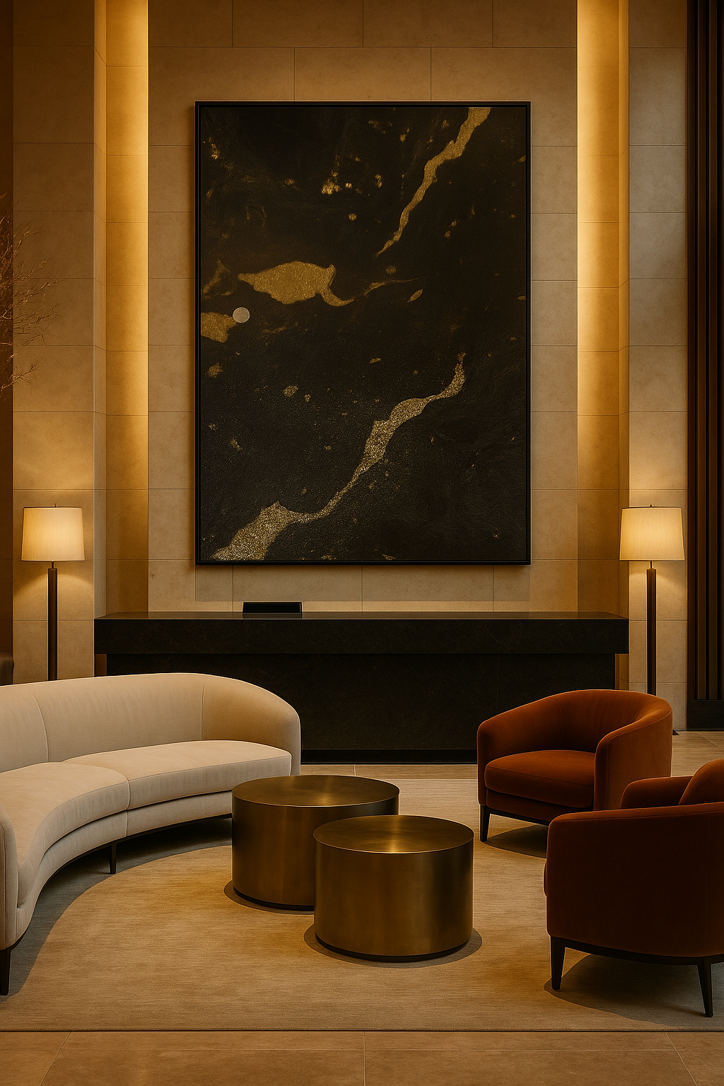 Gilded Silence — Black & Gold Abstract Noire