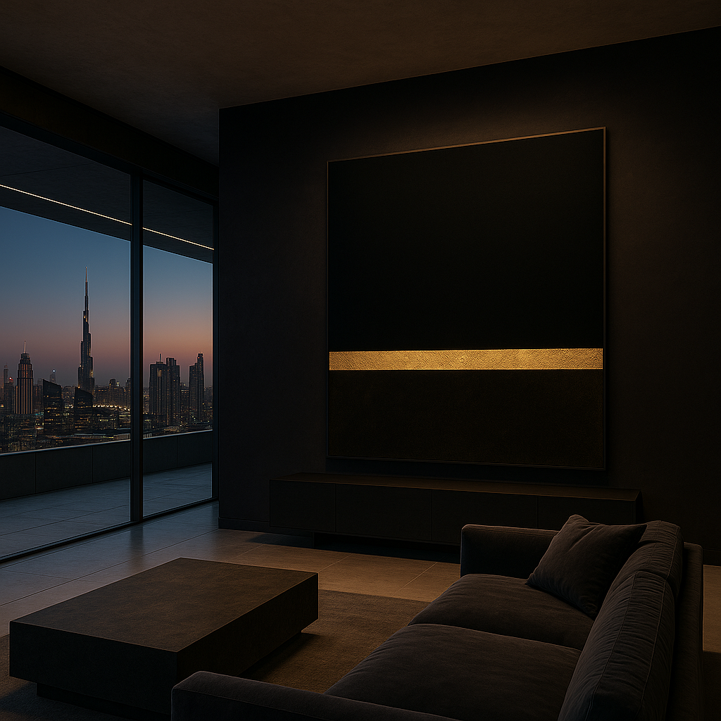 Golden Horizon — Luxury Black & Gold Minimalist Fine Art Print