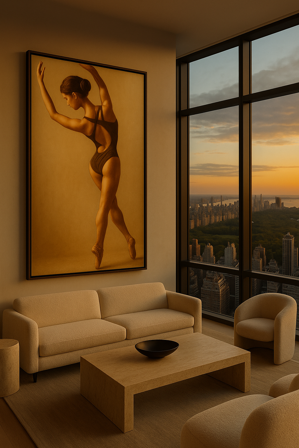 Aurelia in Suspension — Sculptural Figure in Gold