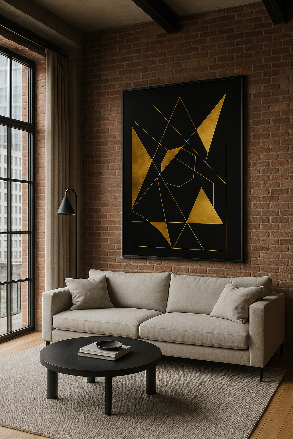 Eclipse of Structure — Gold on Black Geometric Luxury Abstract
