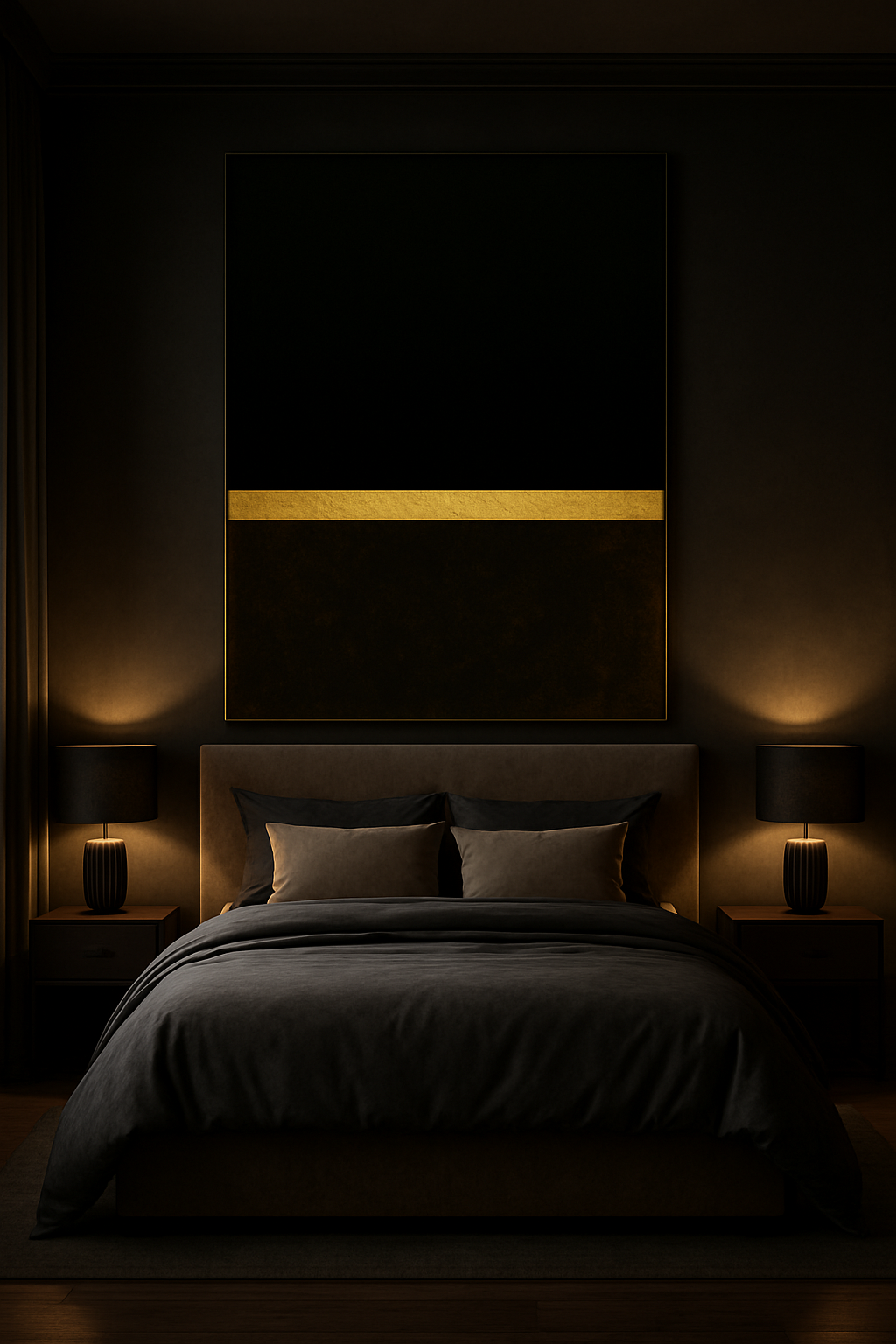 Golden Horizon — Luxury Black & Gold Minimalist Fine Art Print