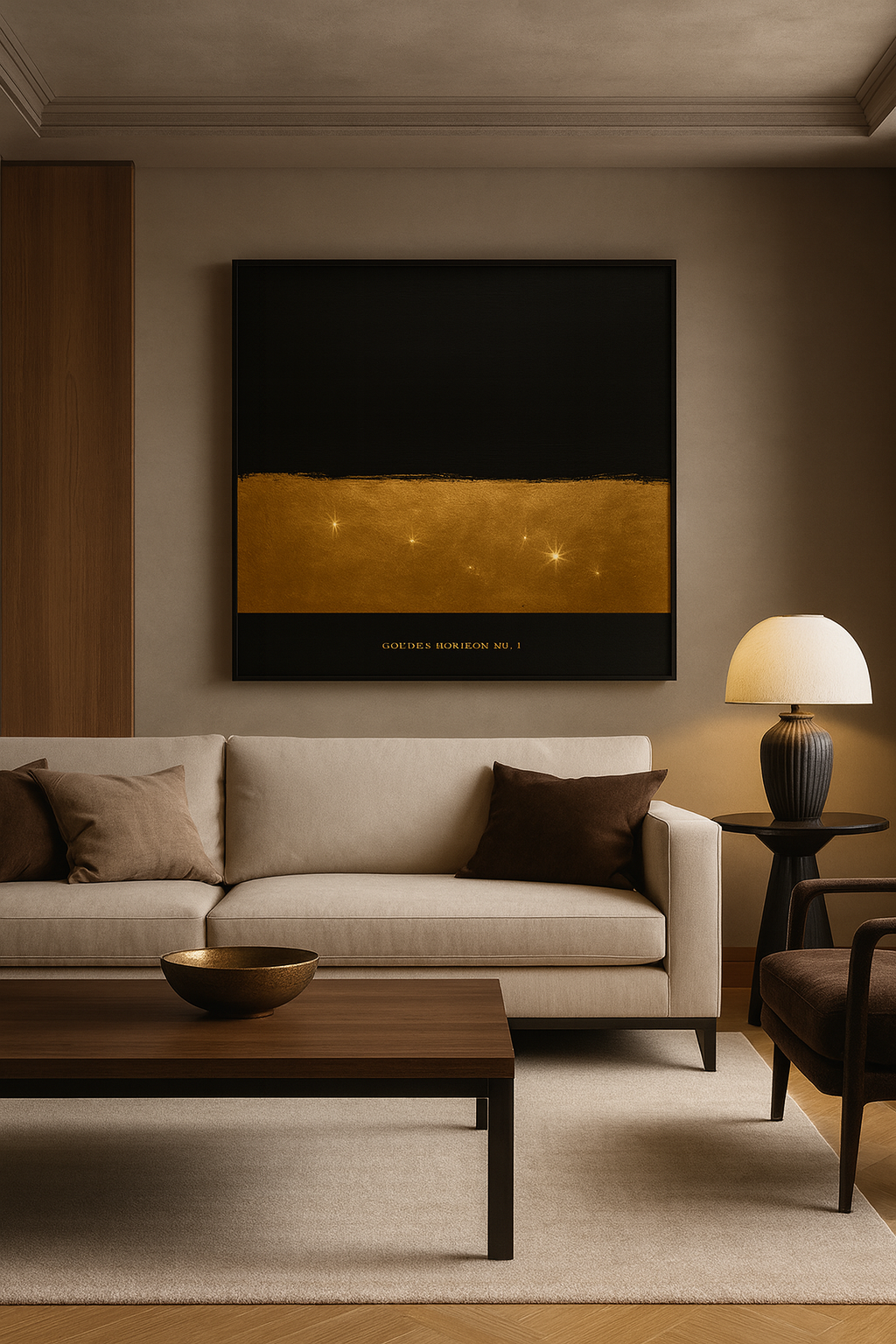 Golden Nightfall — Luxury Black & Gold Abstract Art Print | Kasian Art Studio