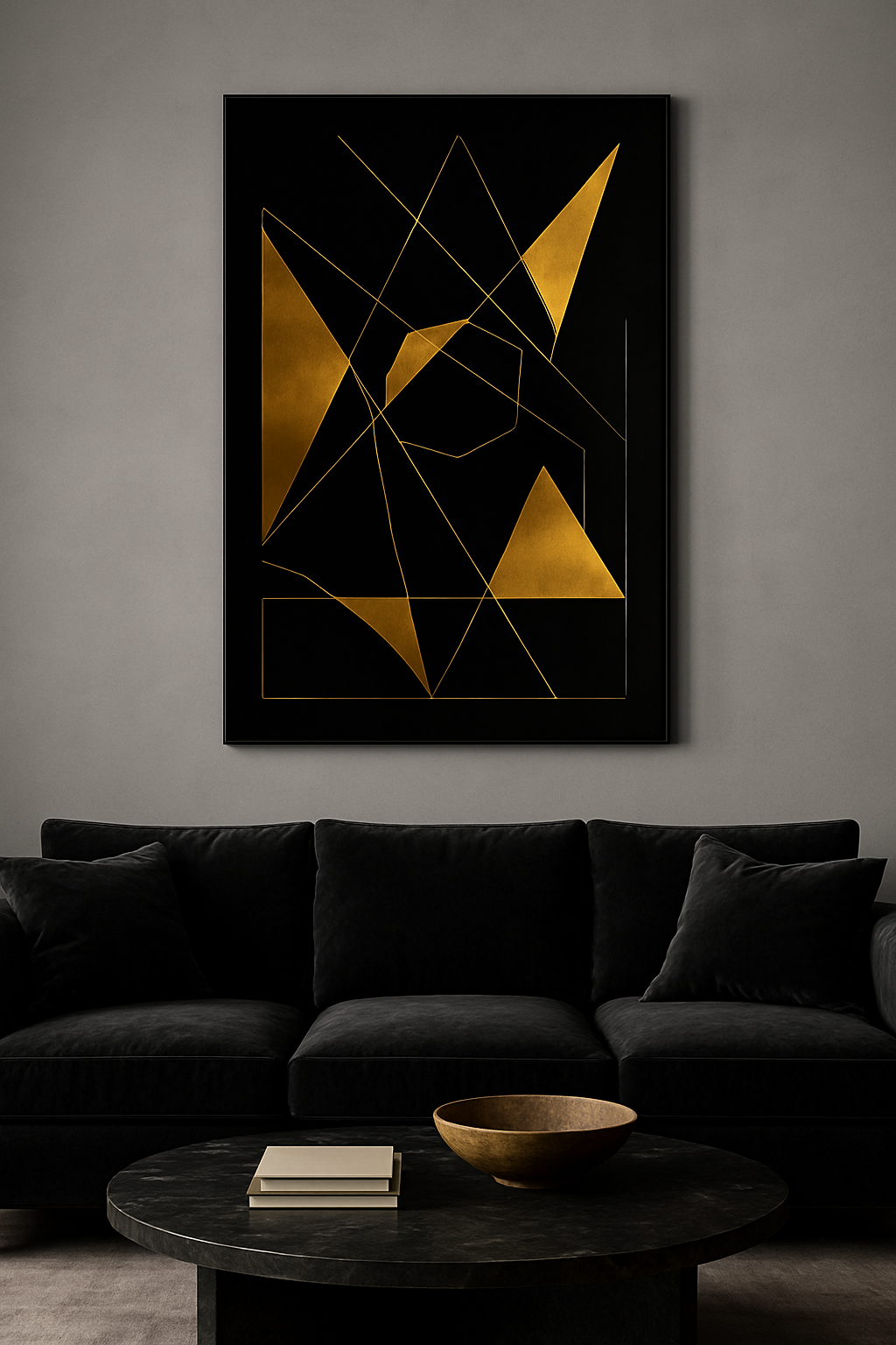 Eclipse of Structure — Gold on Black Geometric Luxury Abstract