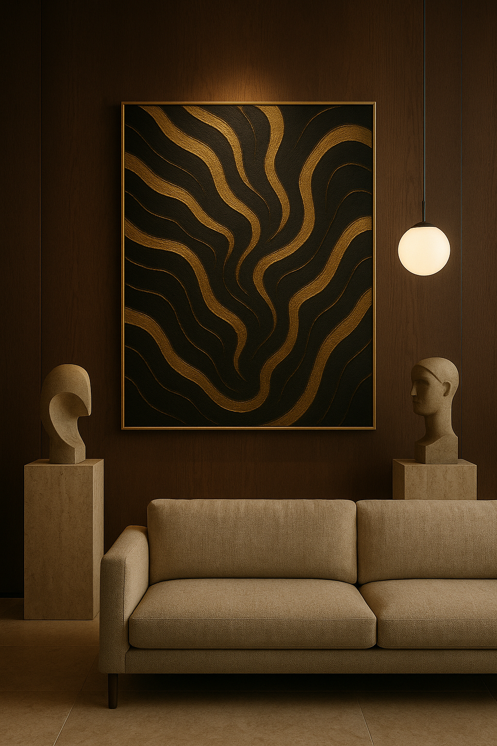Golden Equilibrium — Black & Gold Luxury Abstract Art | Kasian Art Studio