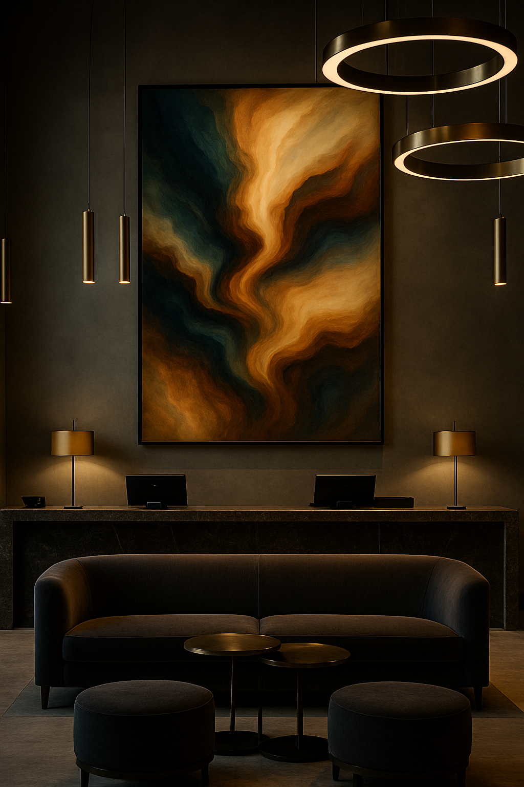 Golden Current — Executive Abstract in Ember & Night