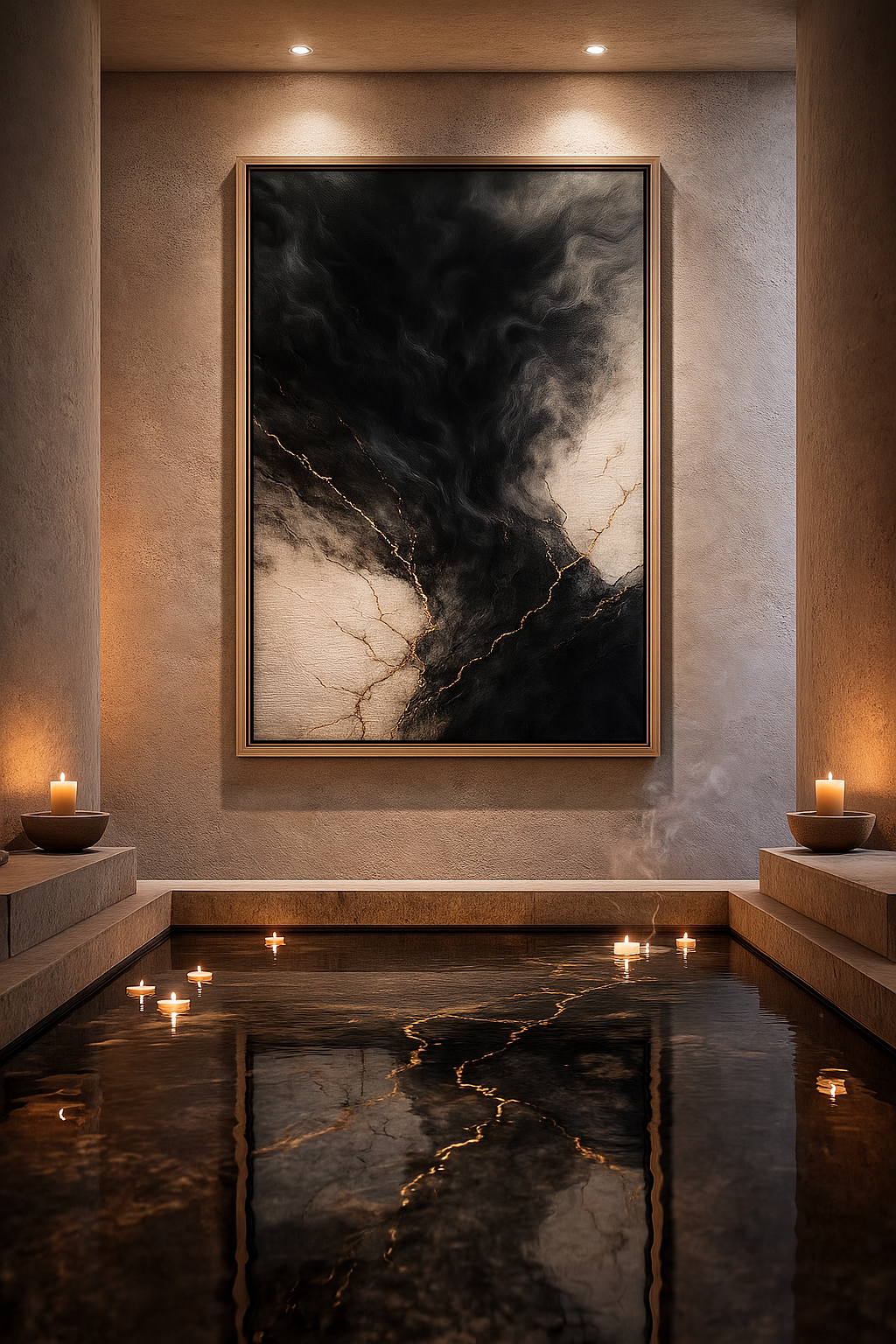 Golden Fracture — Luxury Black, White & Gold Abstract Fine Art