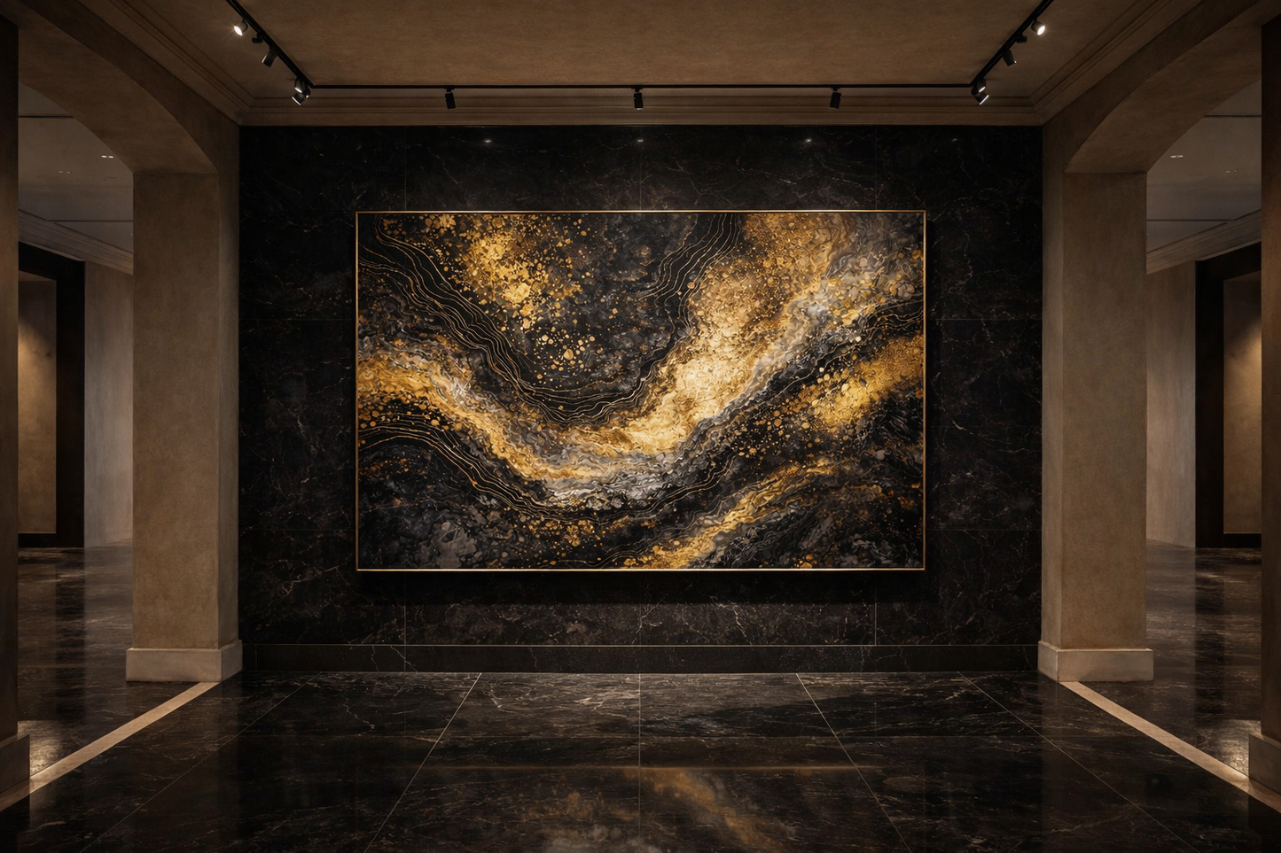 Gilded Faultline — Limited Edition Black & Gold Abstract