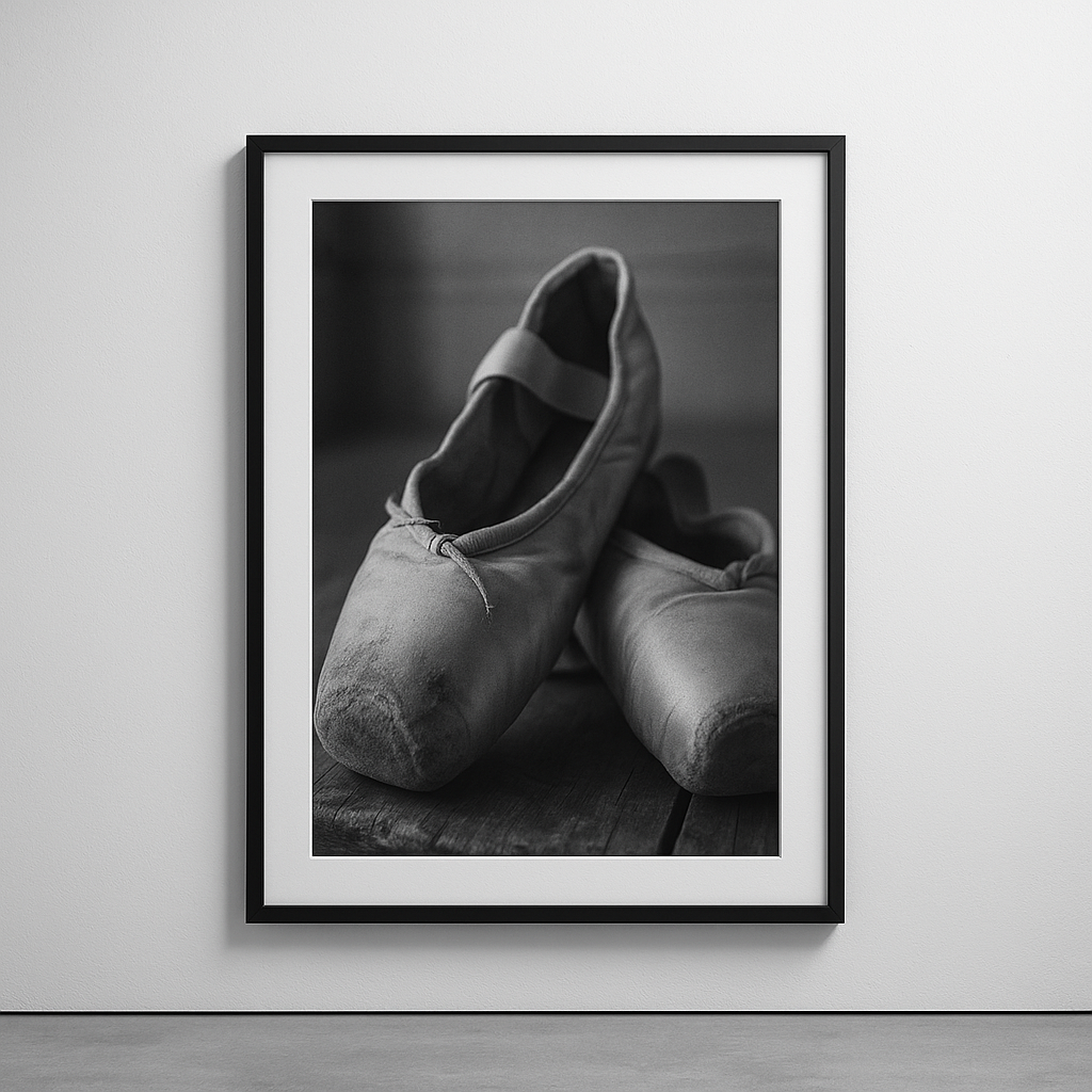 Endure — Worn Ballet Slippers in Monochrome Stillness
