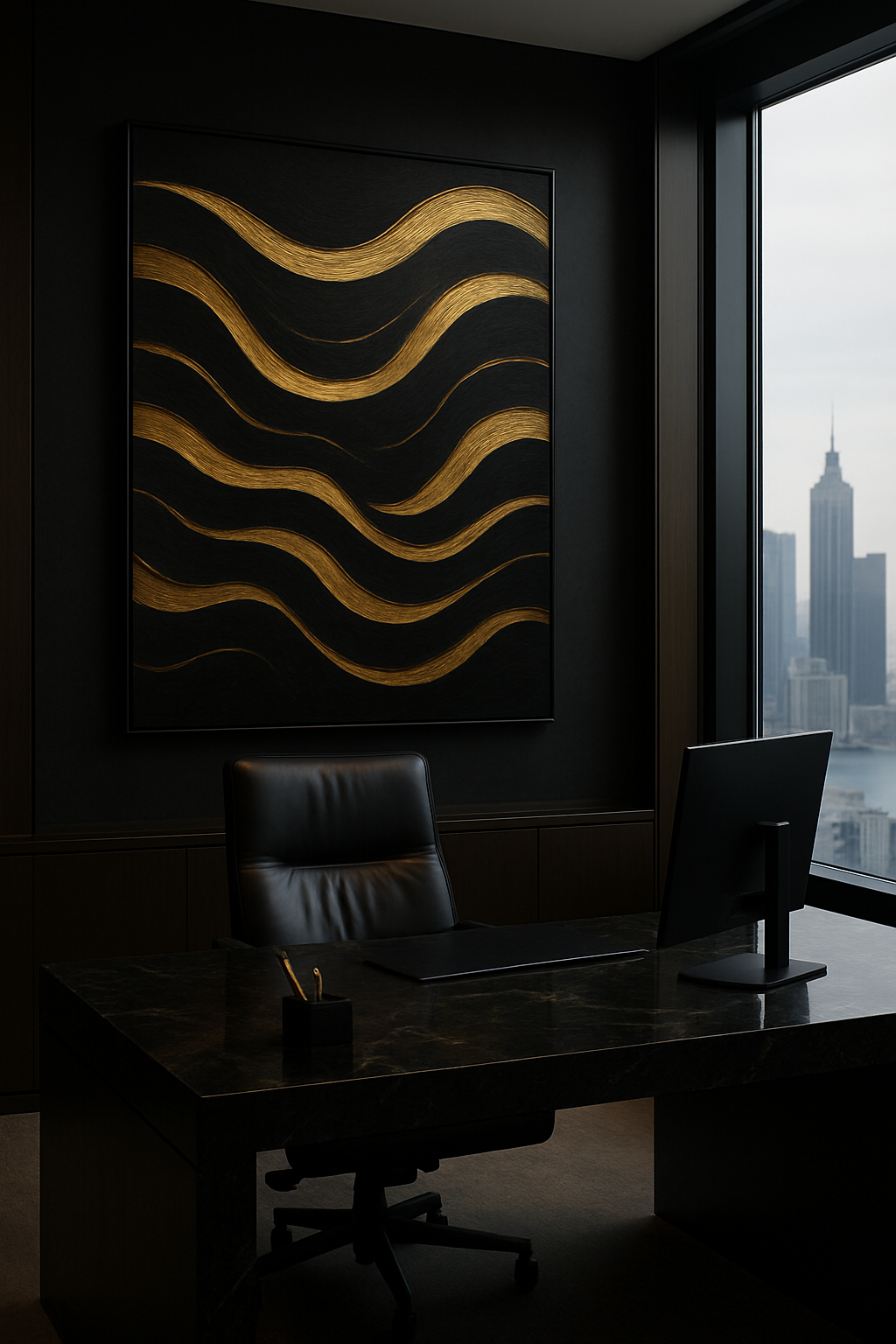 Golden Equilibrium — Black & Gold Luxury Abstract Art | Kasian Art Studio