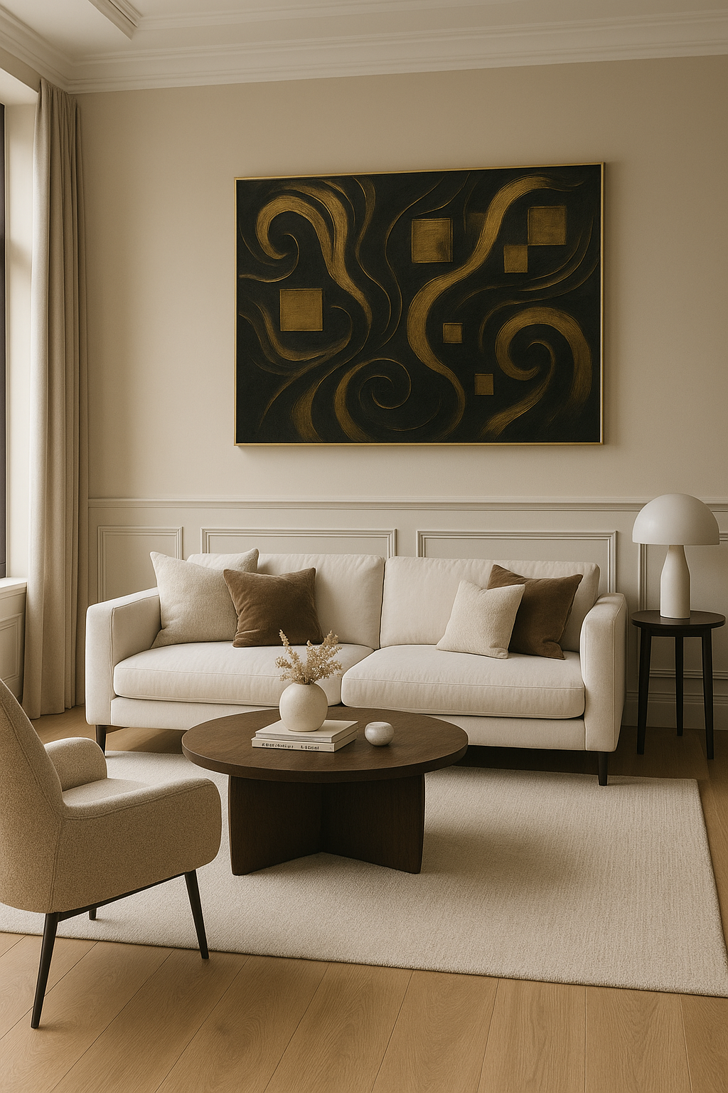 “Gilded Constellations” — Luxury Black & Gold Abstract Art