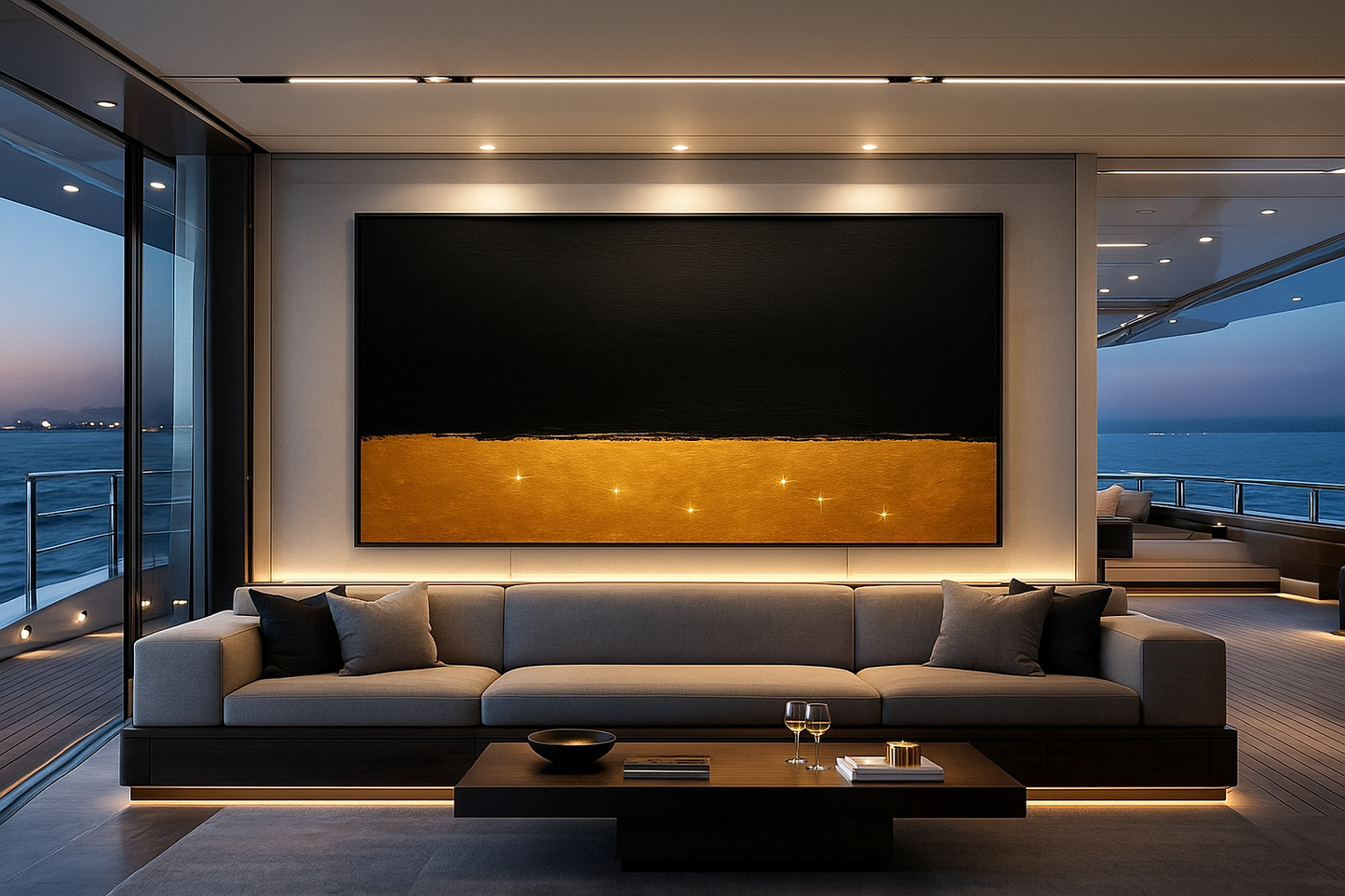 Golden Nightfall — Luxury Black & Gold Abstract Art Print | Kasian Art Studio