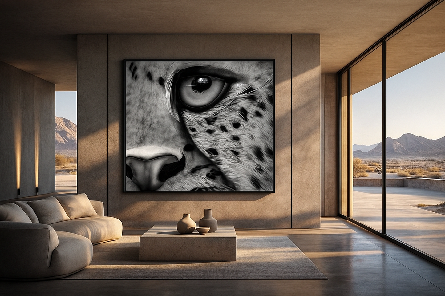Predatory Silence — Black & White Leopard Gaze