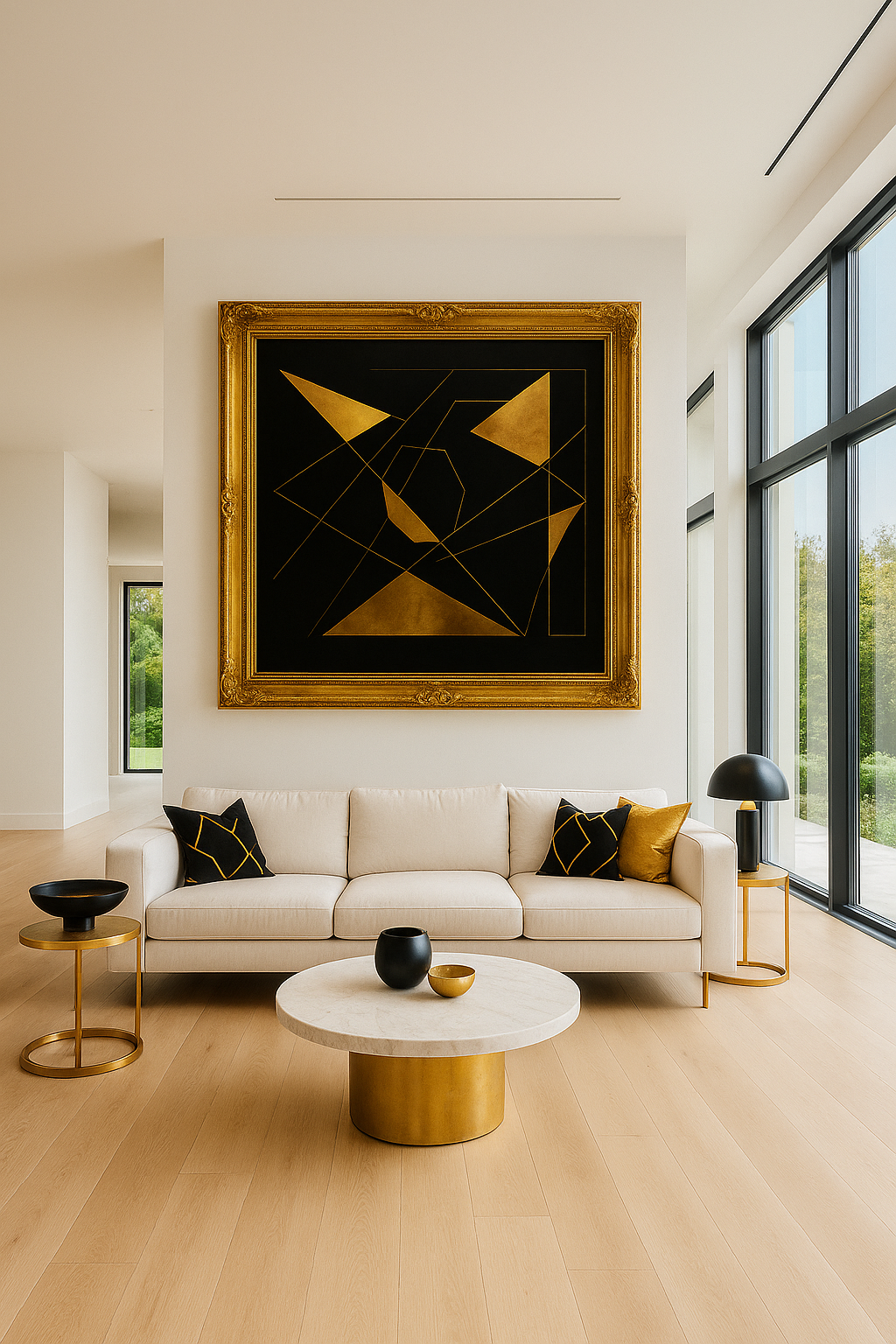 Eclipse of Structure — Gold on Black Geometric Luxury Abstract