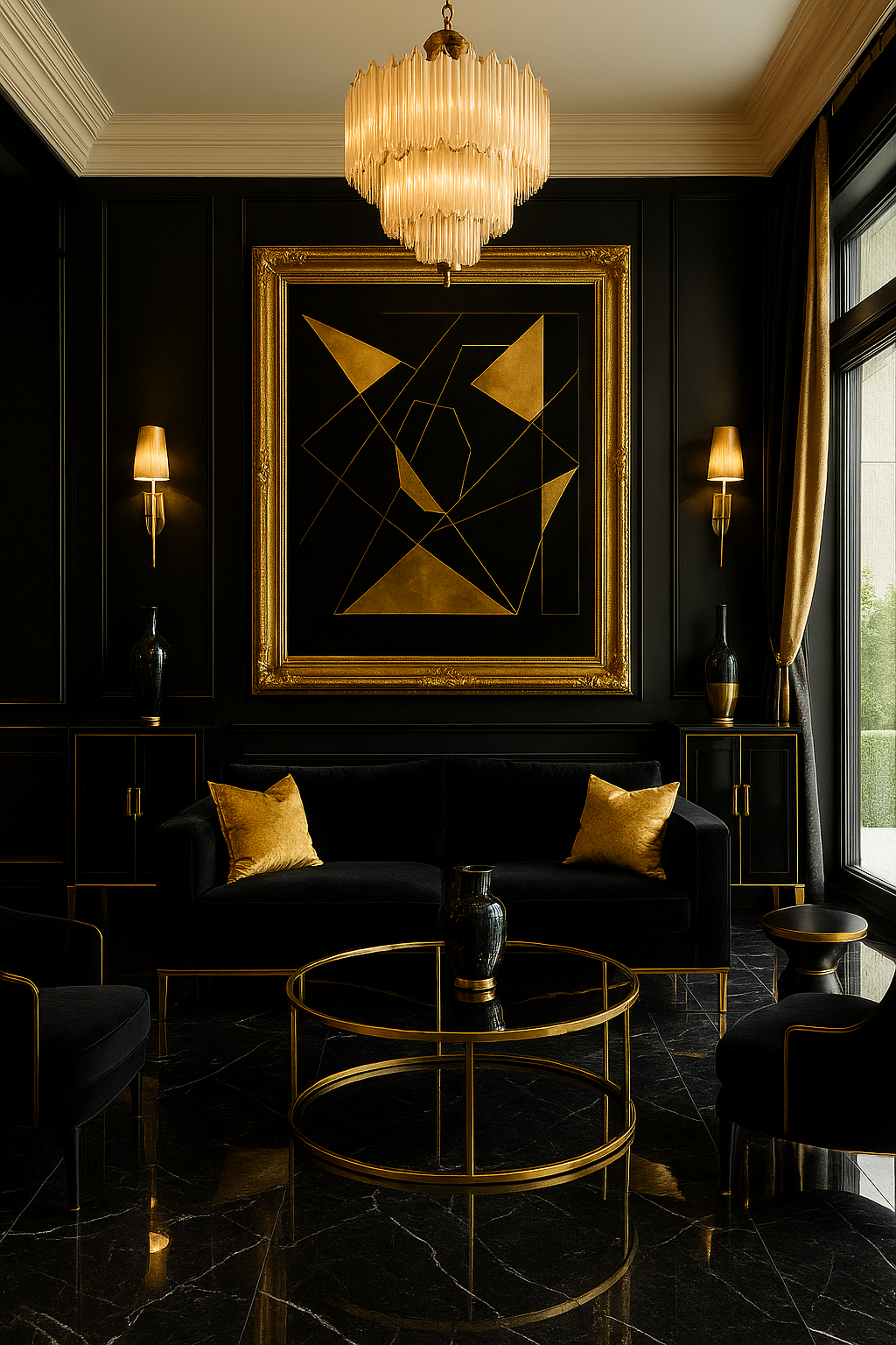 Eclipse of Structure — Gold on Black Geometric Luxury Abstract