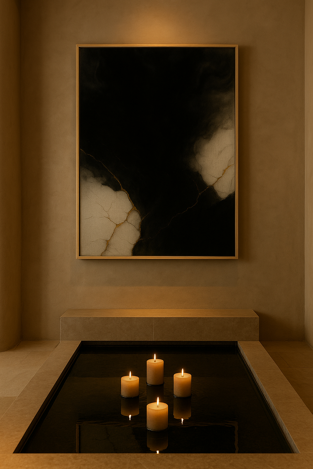 Golden Fracture — Luxury Black, White & Gold Abstract Fine Art