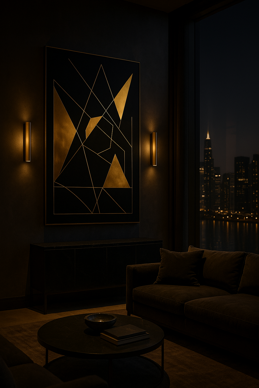 Eclipse of Structure — Gold on Black Geometric Luxury Abstract