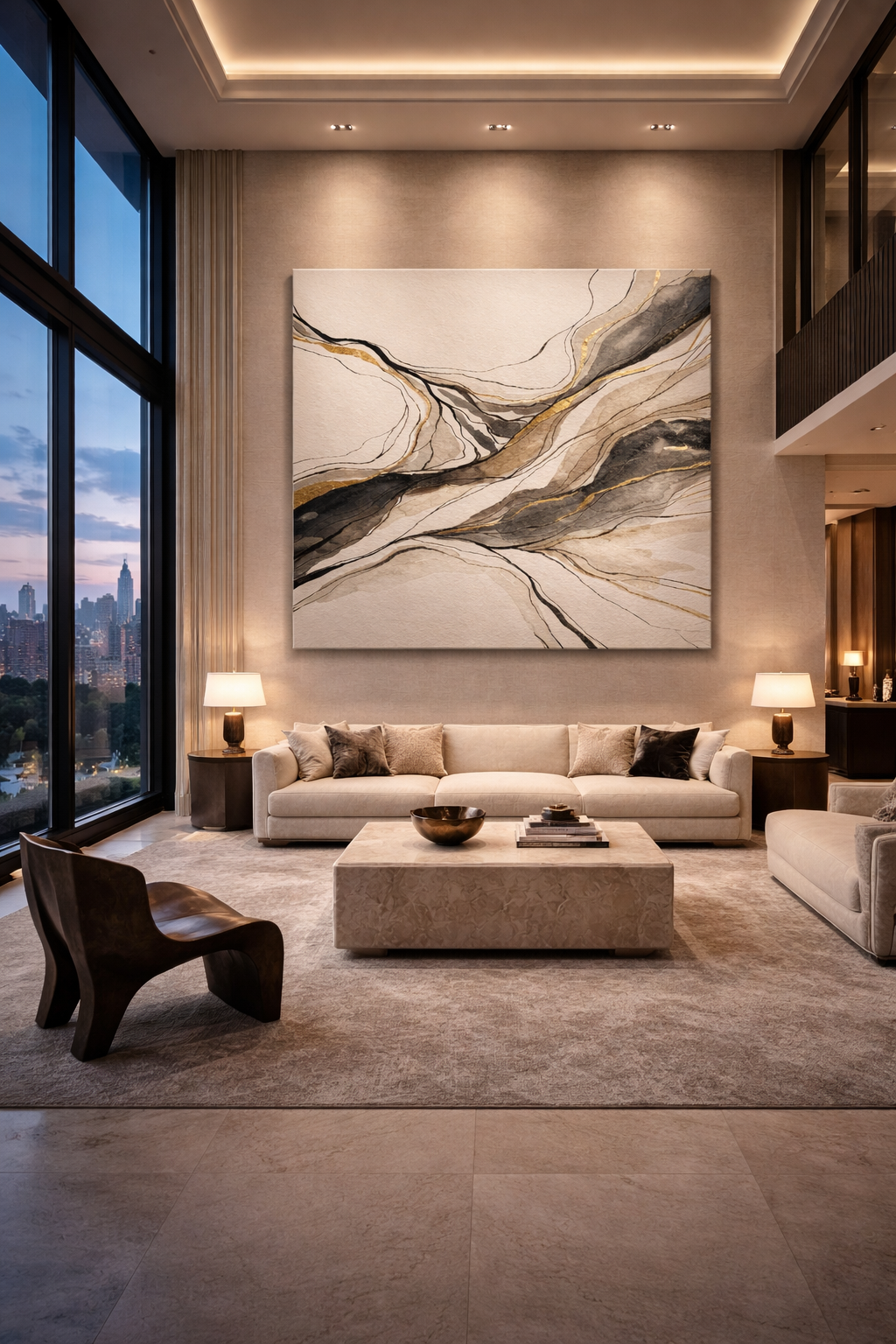 Whispered Meridian — Limited Edition Neutral & Gold Abstract