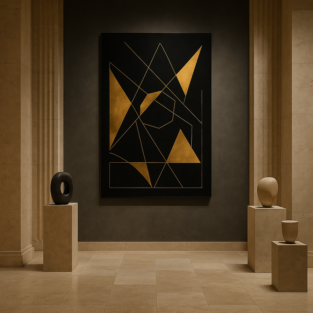 Eclipse of Structure — Gold on Black Geometric Luxury Abstract