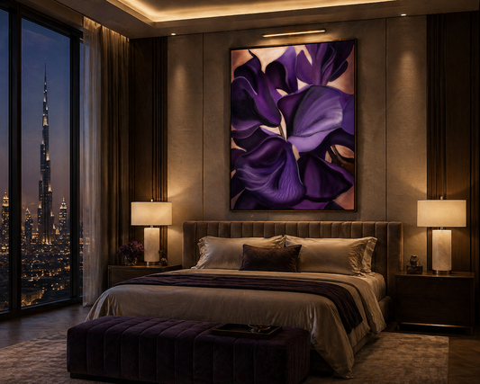 Violet Nocturne | Framed Canvas Purple Botanical Fine Art
