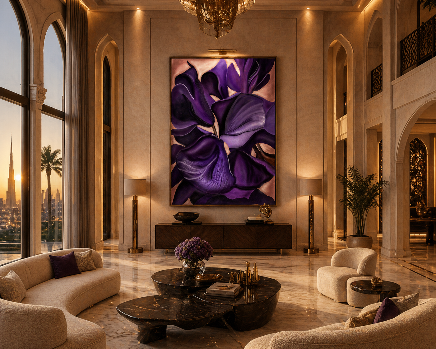 Violet Nocturne | Framed Canvas Purple Botanical Fine Art