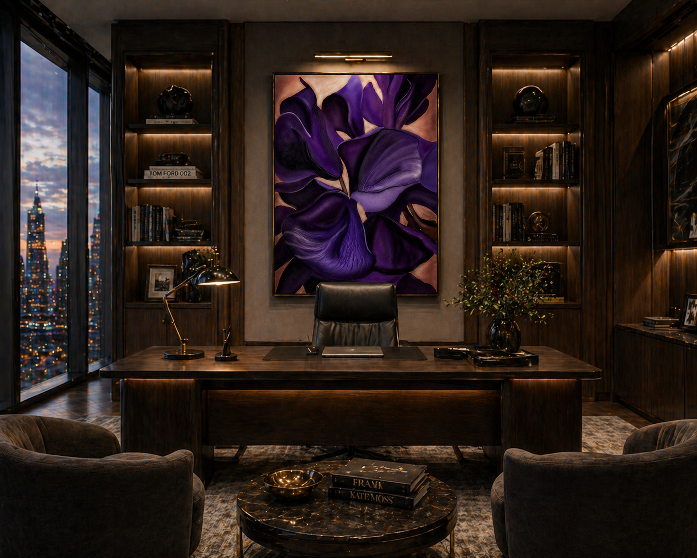 Violet Nocturne | Framed Canvas Purple Botanical Fine Art