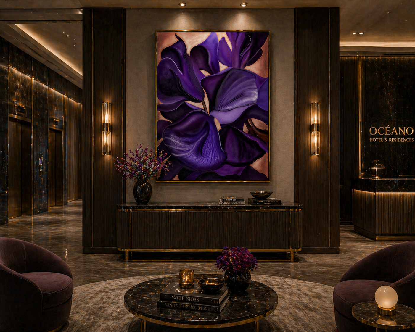 Violet Nocturne | Framed Canvas Purple Botanical Fine Art