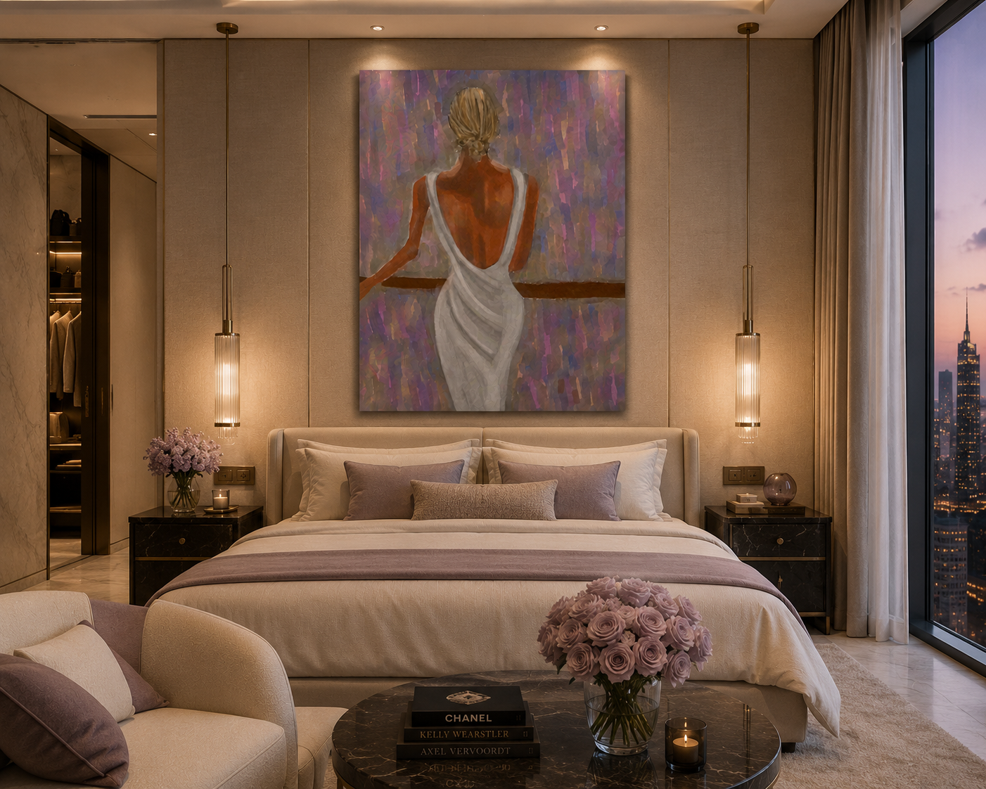 Lavender Afterglow — Elegant Figure Wall Art