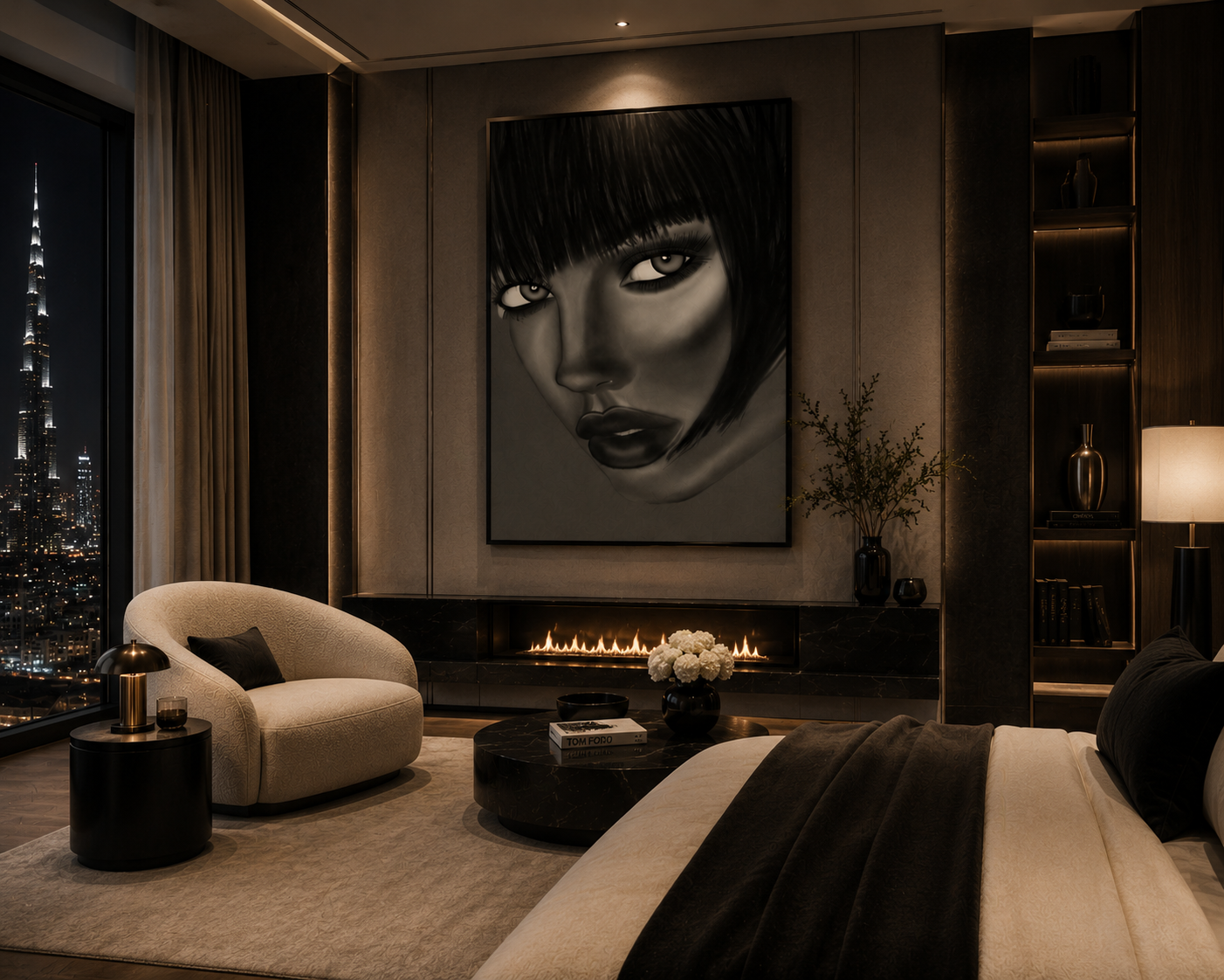 Veiled Gaze — Black & White Portrait Wall Art