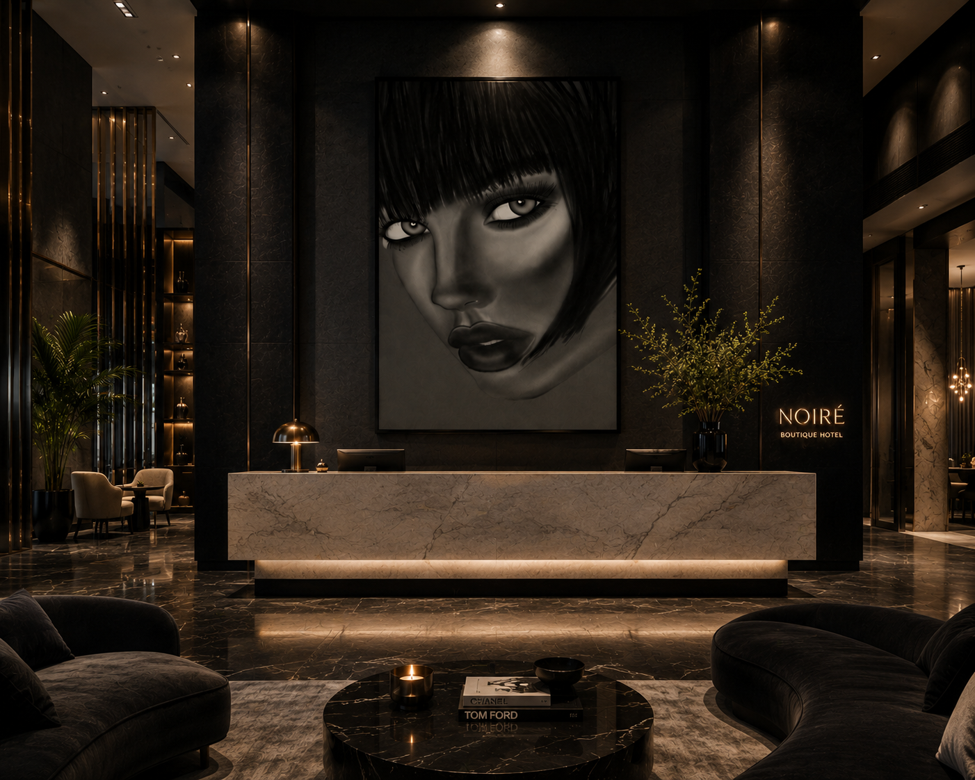 Veiled Gaze — Black & White Portrait Wall Art