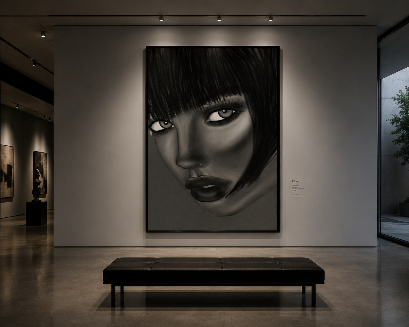 Veiled Gaze — Black & White Portrait Wall Art