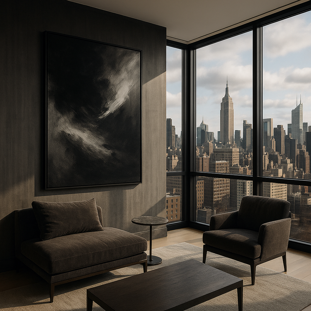 Eclipse of Quiet — Luxury Black & Grey Atmospheric Abstract Art