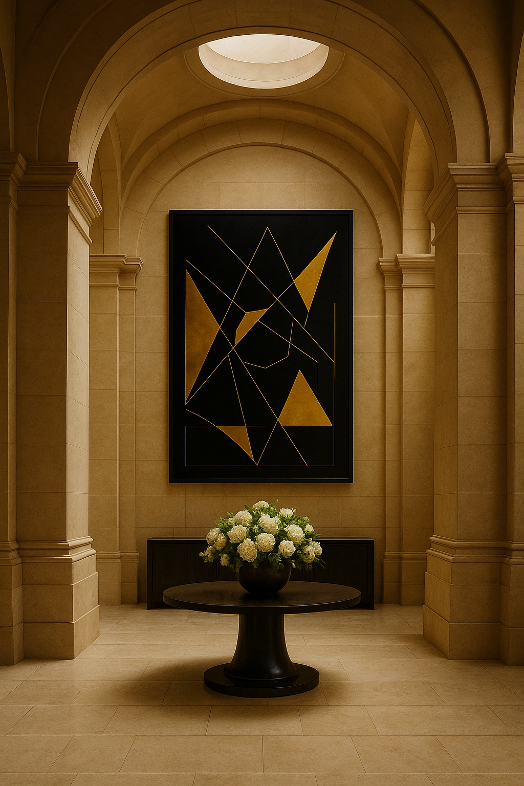 Eclipse of Structure — Gold on Black Geometric Luxury Abstract