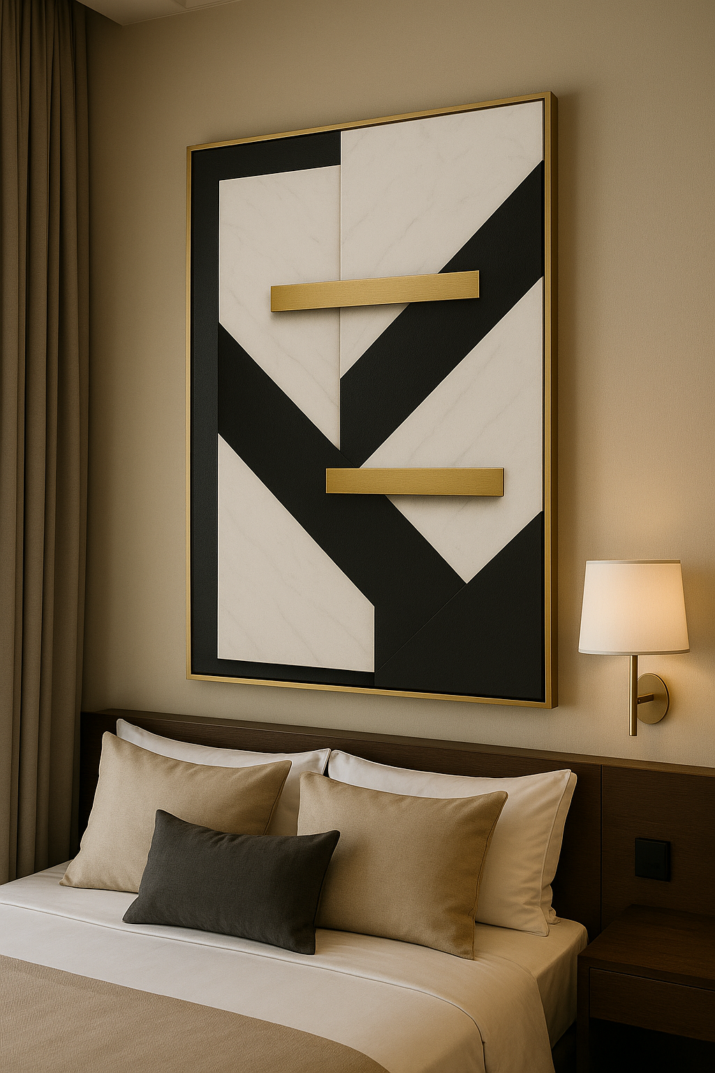 Modern Geometric Luxury Art | Black, White & Gold Minimalist Masterpiece