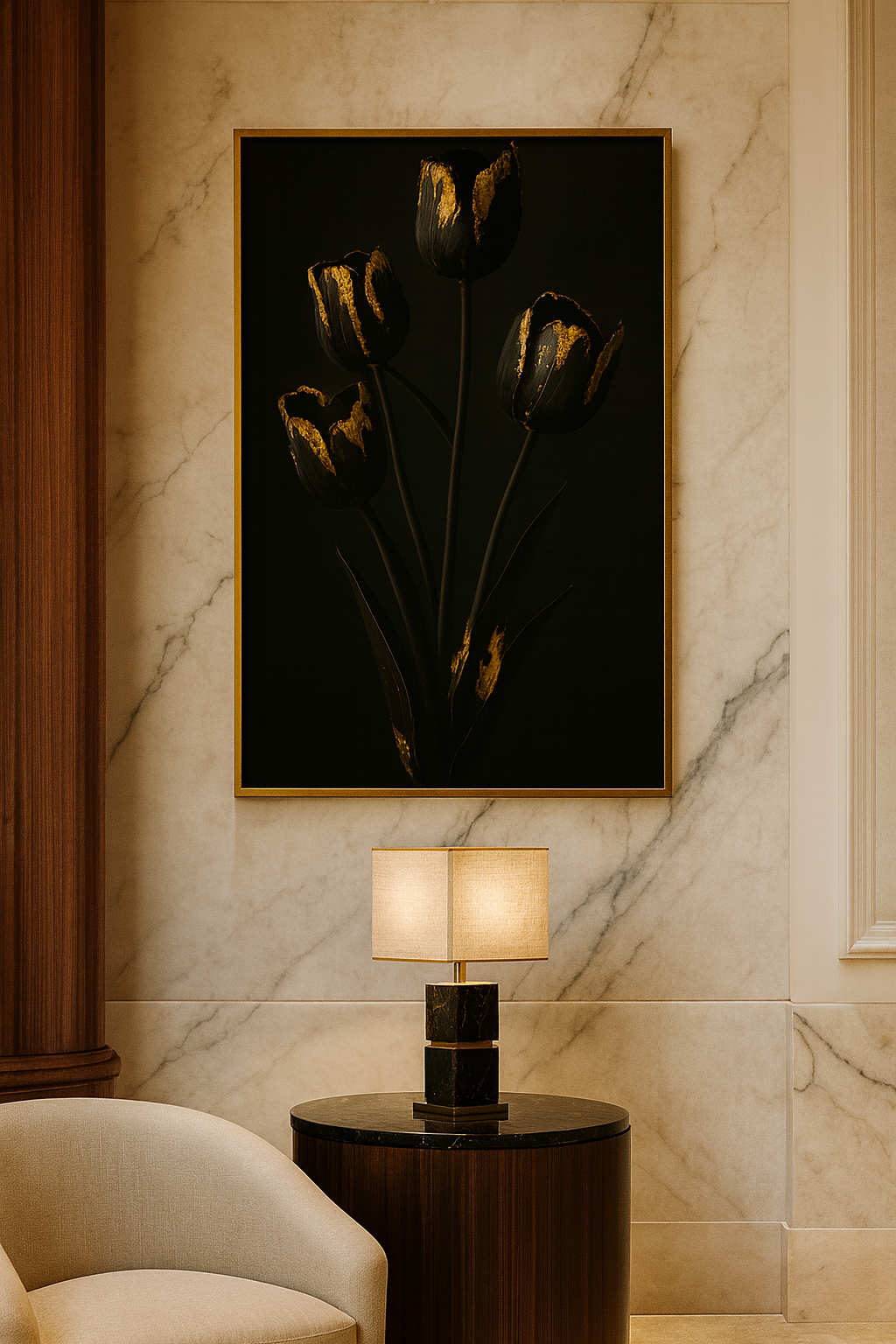 Gilded Stillness — Limited Edition Noir Botanical Masterwork