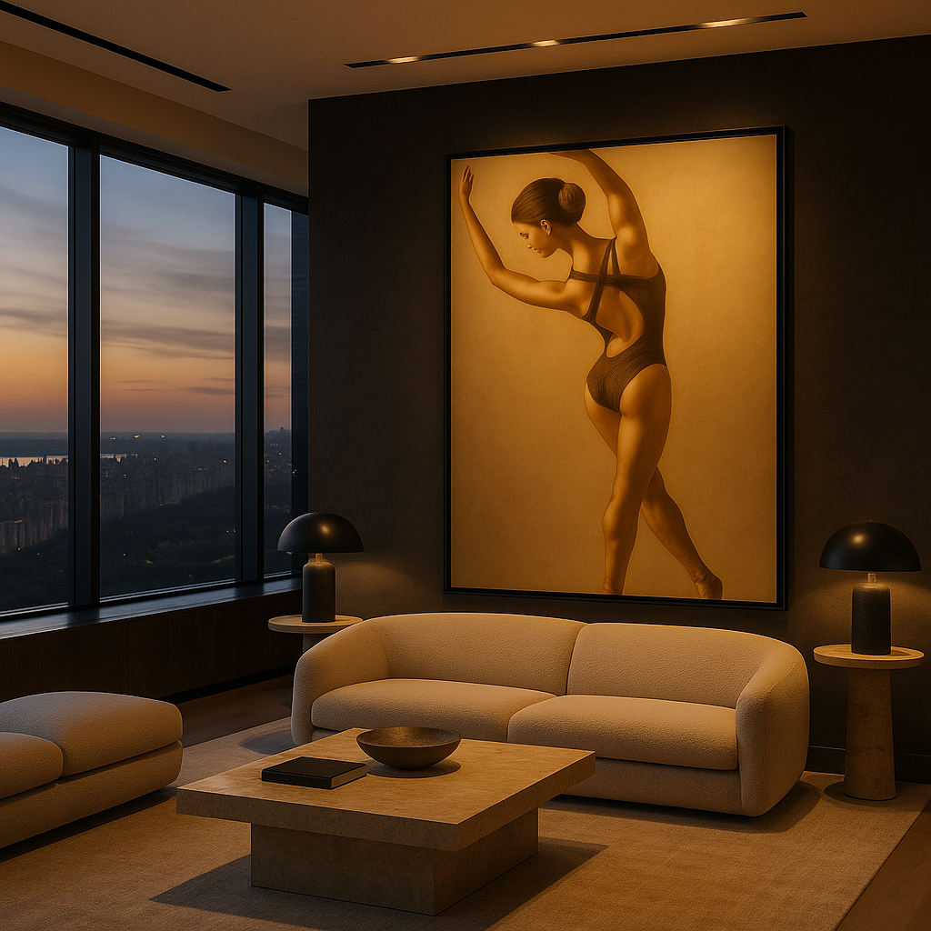 Aurelia in Suspension — Sculptural Figure in Gold