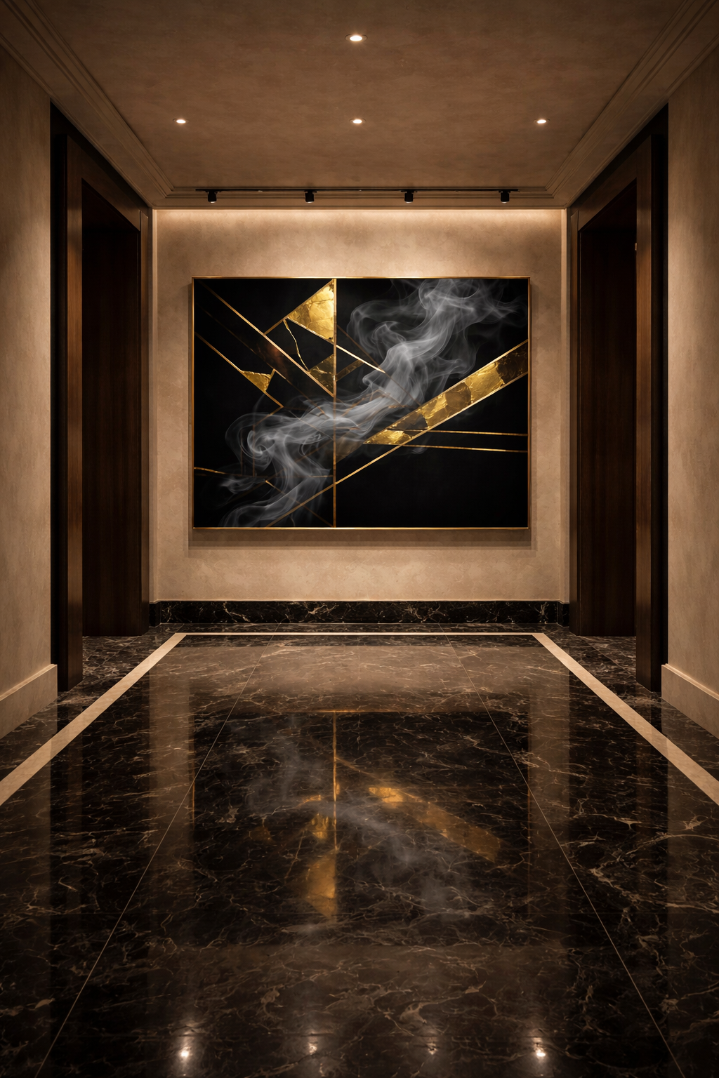 Obsidian Ascension — Limited Edition Gold & Smoke Abstract