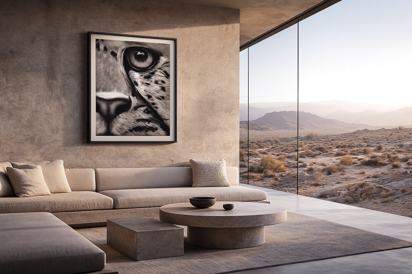 Predatory Silence — Black & White Leopard Gaze